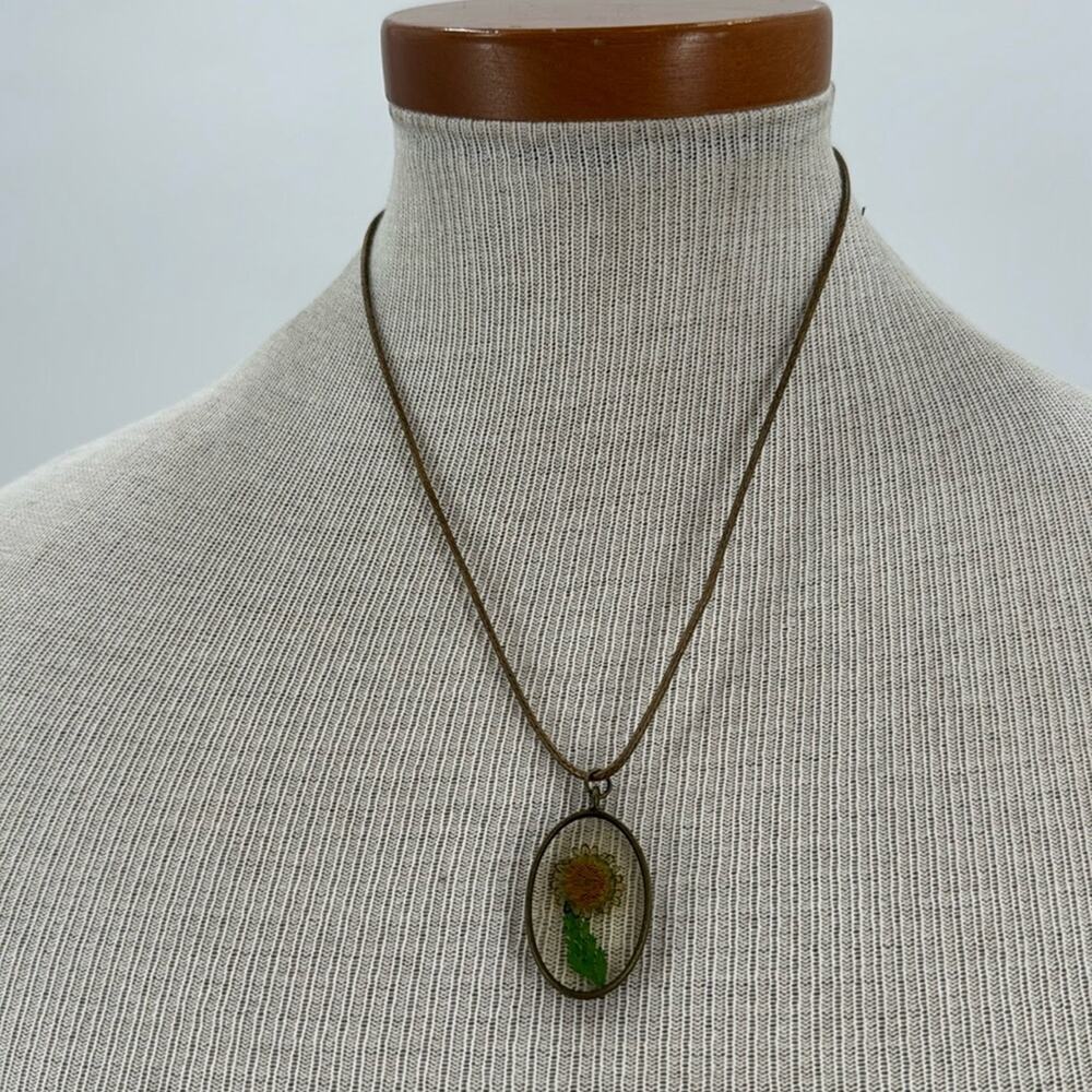 Pressed dandelion 18 inch necklace